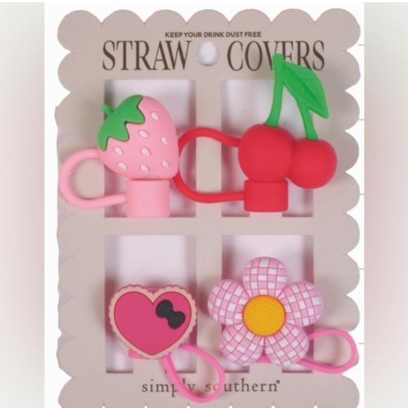 Simply Southern Straw Covers - Pink, Red, Green, Yellow - Picture 1 of 3
